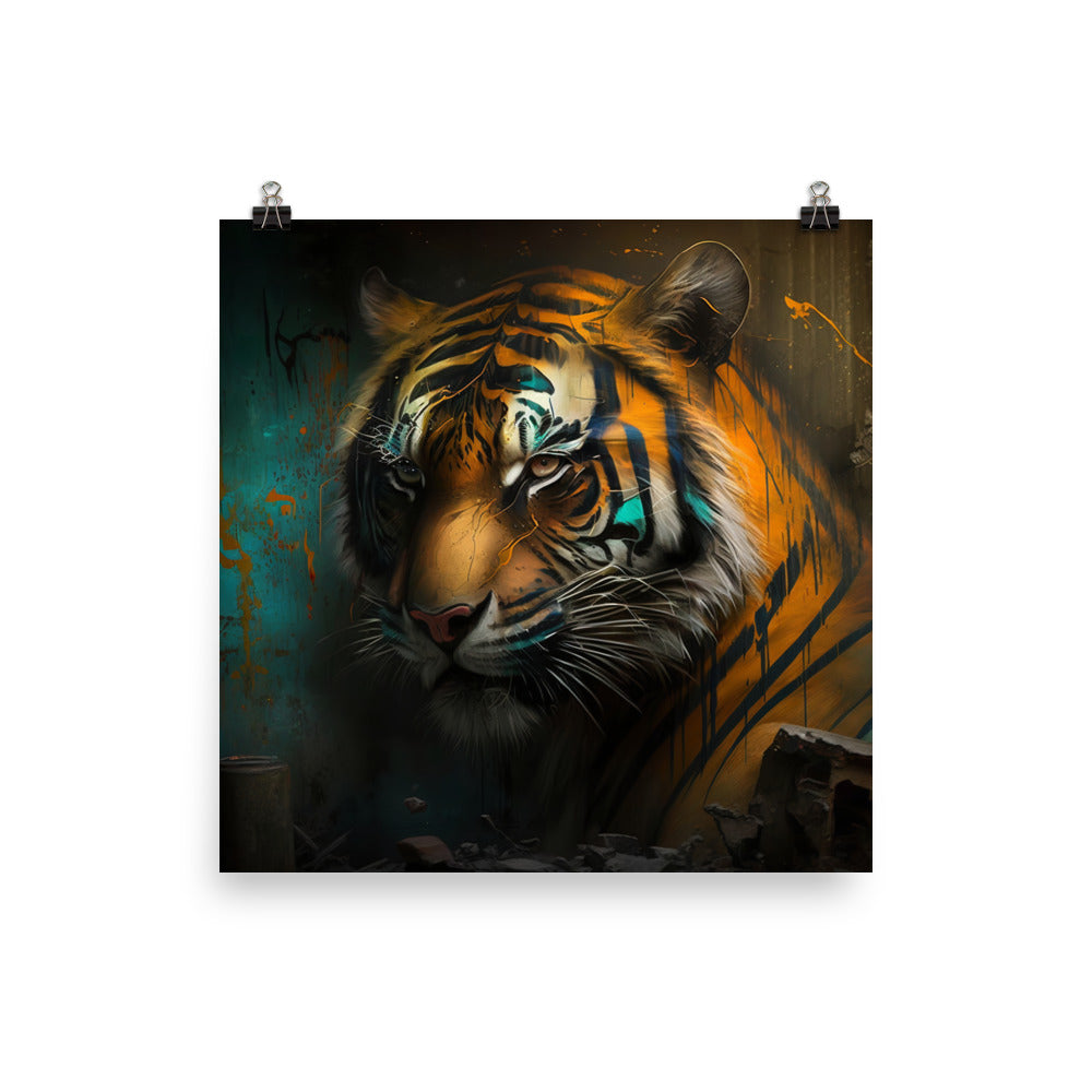 Tiger in graffiti art photo paper poster - Posterfy.AI