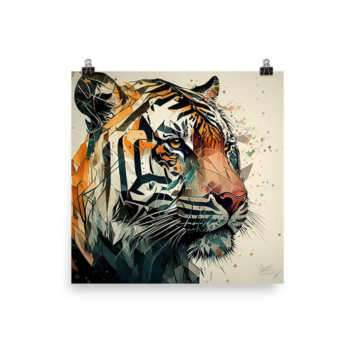 Tiger in colorful cubism style photo paper poster - Posterfy.AI