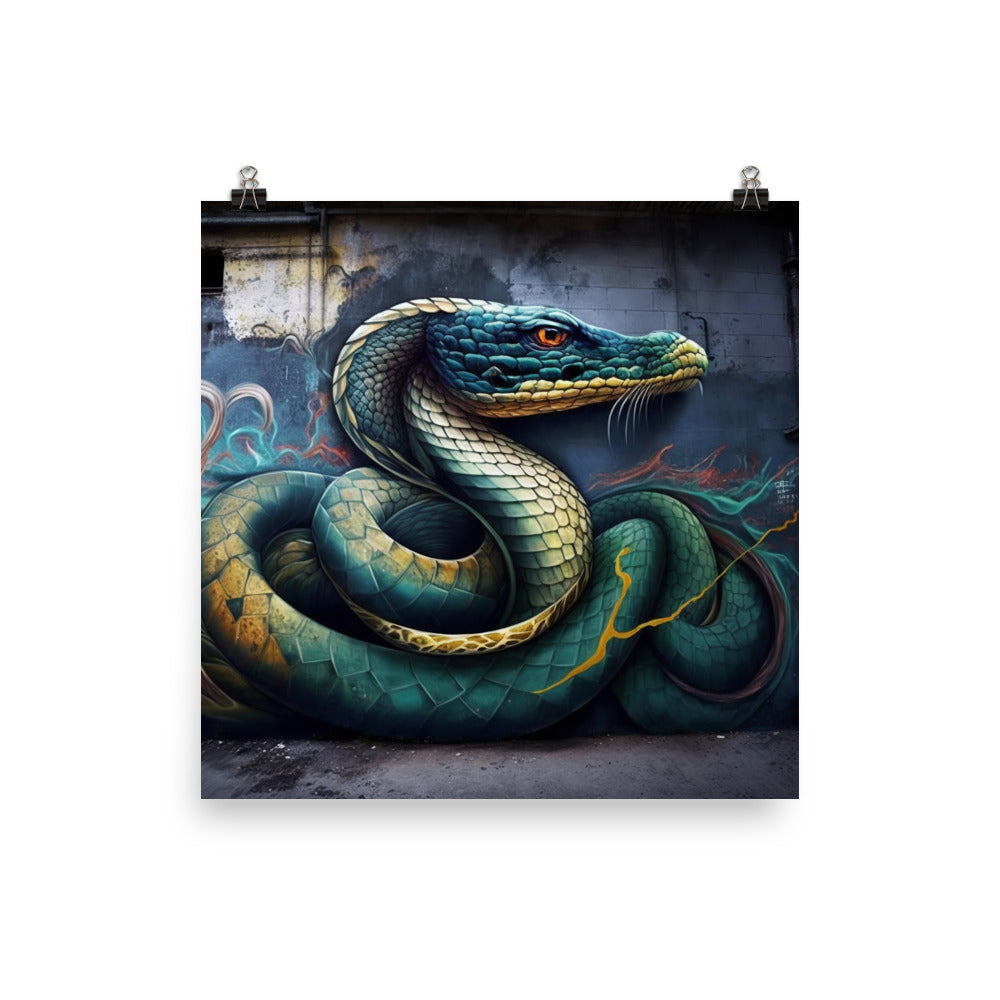Snake in graffiti art photo paper poster - Posterfy.AI