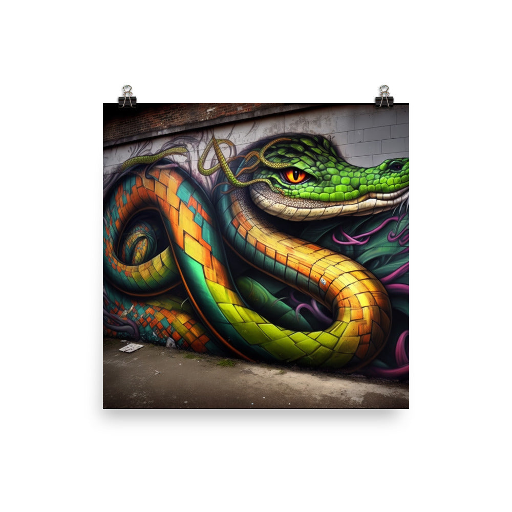 Snake in graffiti art photo paper poster - Posterfy.AI