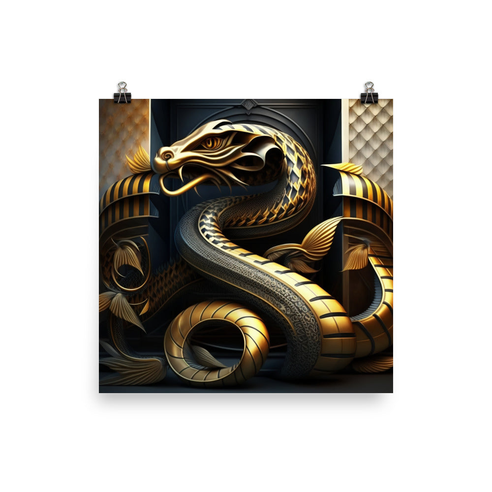 Snake in art deco photo paper poster - Posterfy.AI