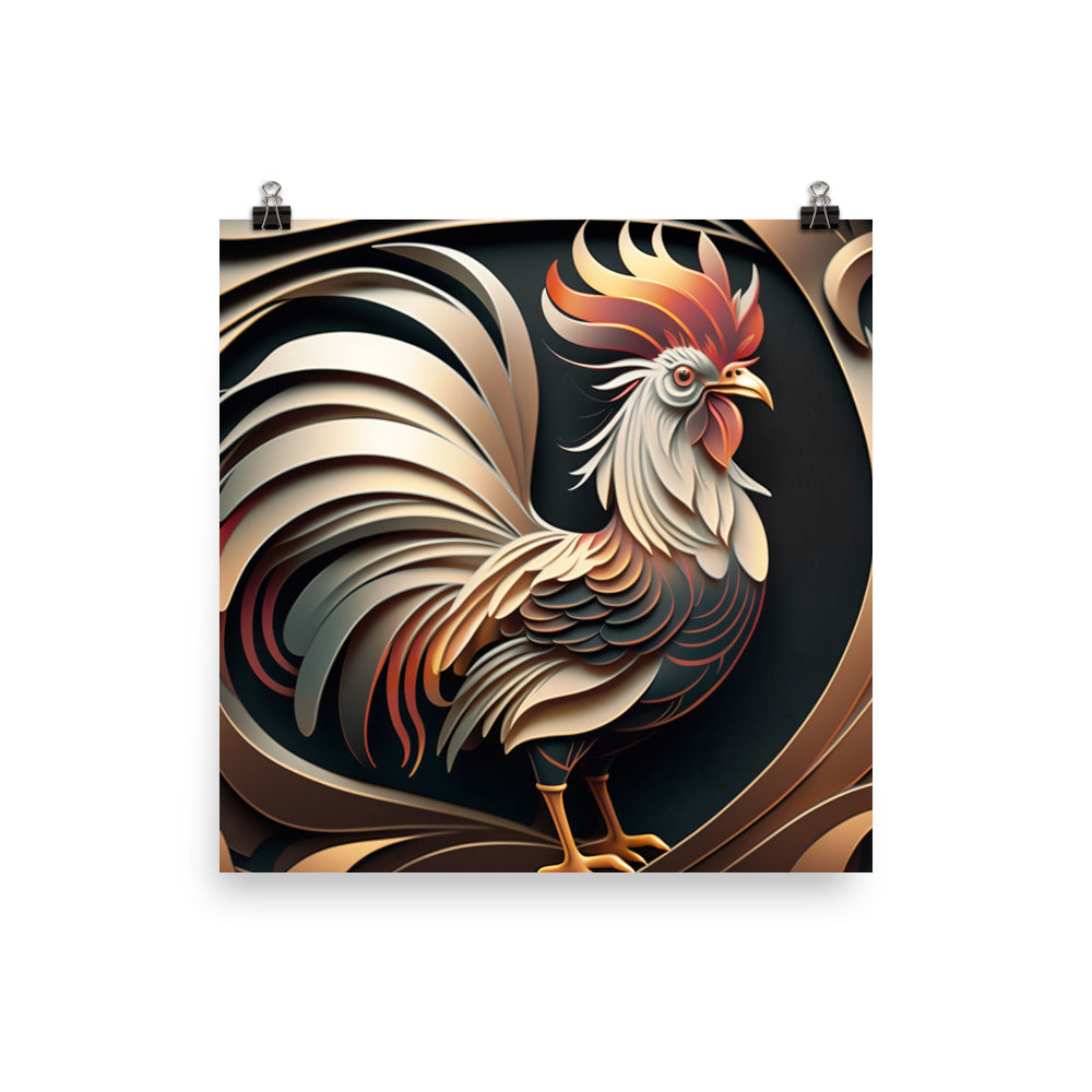 Rooster in art deco photo paper poster - Posterfy.AI