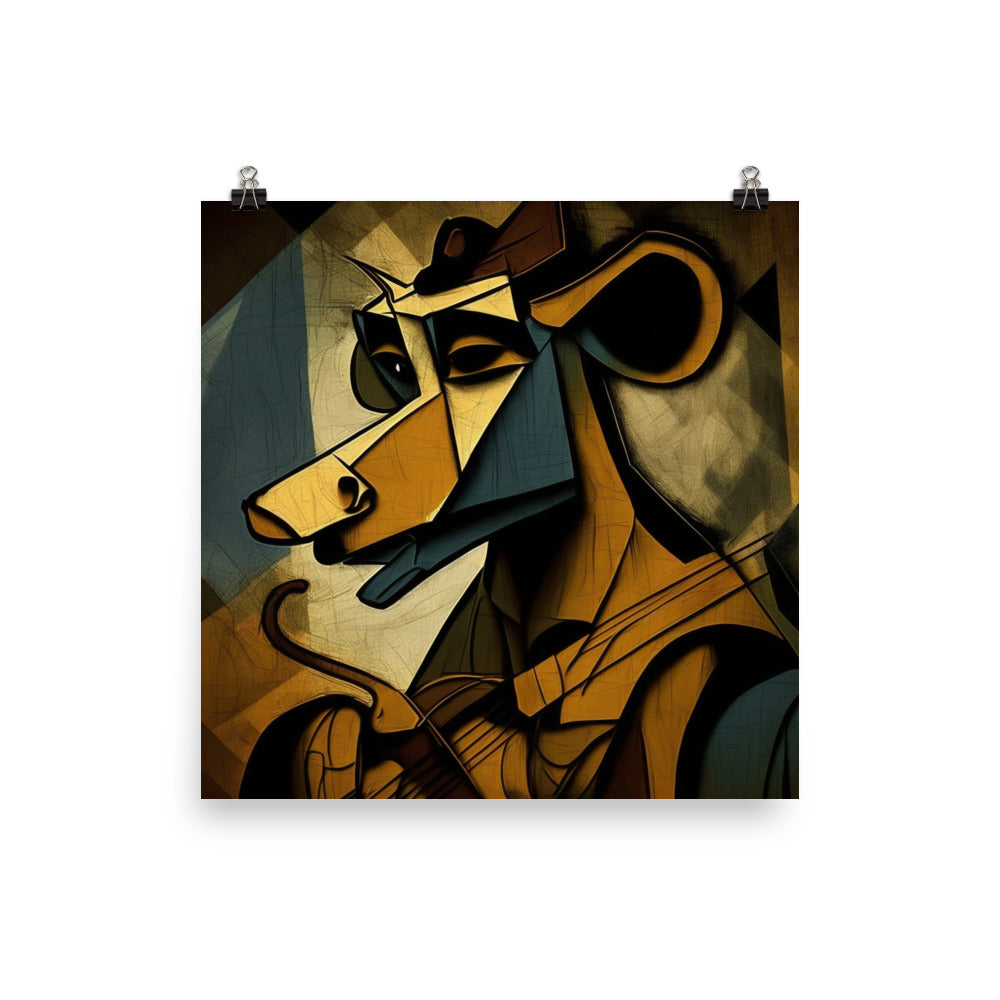 Rat in colorful cubism style photo paper poster - Posterfy.AI
