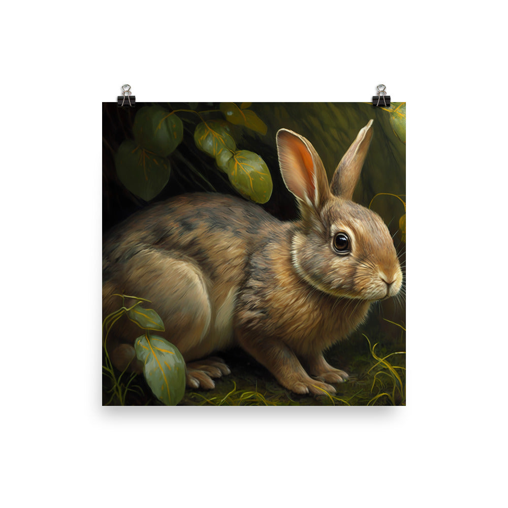 Rabbit oil painting photo paper poster - Posterfy.AI