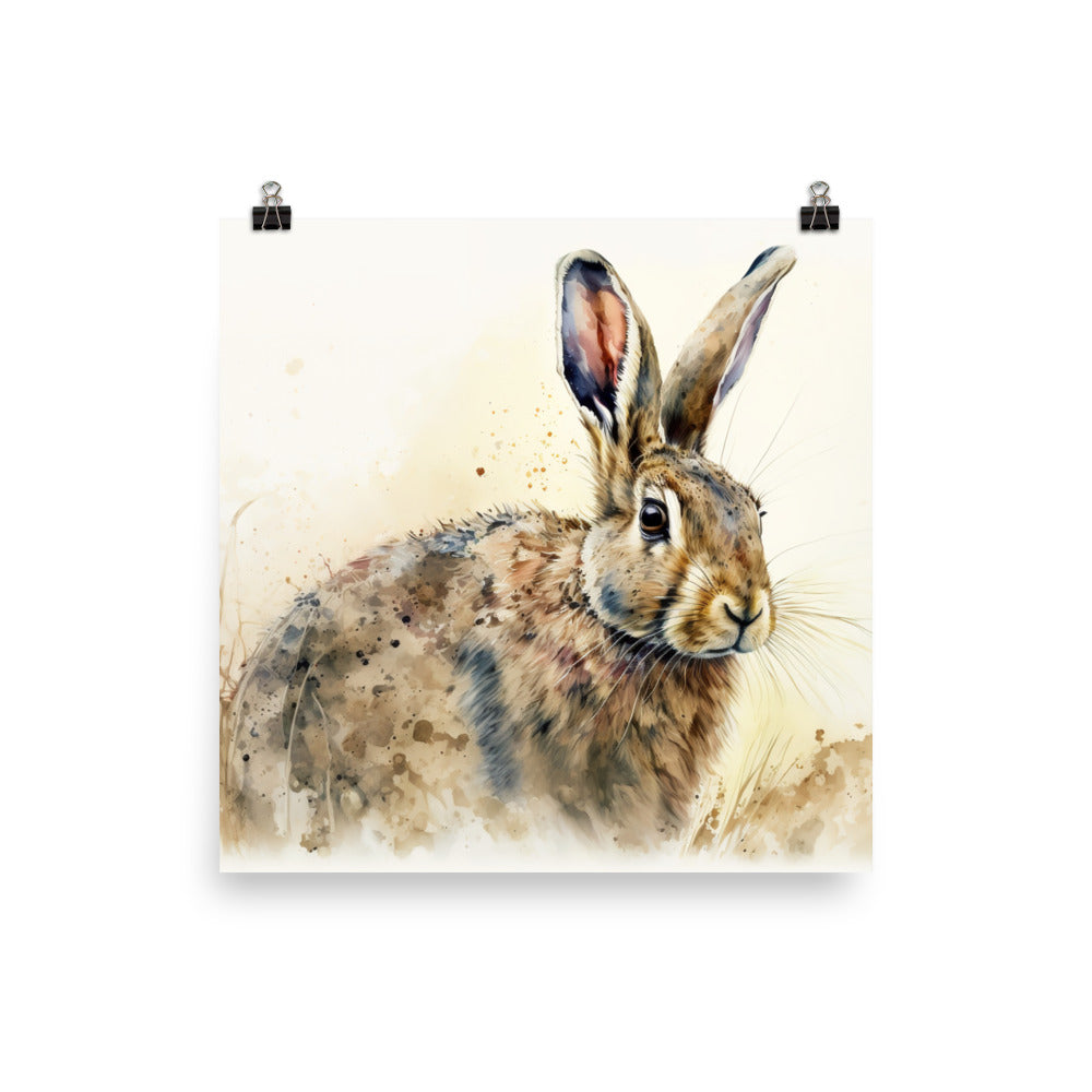 Rabbit in watercolour photo paper poster - Posterfy.AI