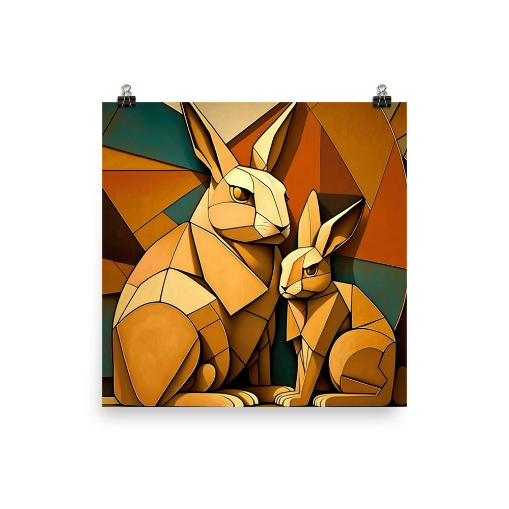 Rabbit in colorful cubism style photo paper poster - Posterfy.AI