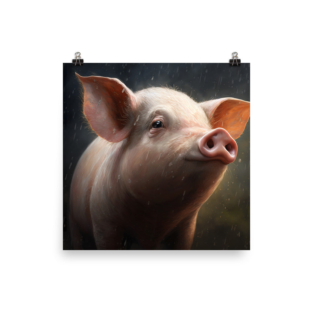 Pig oil painting photo paper poster - Posterfy.AI