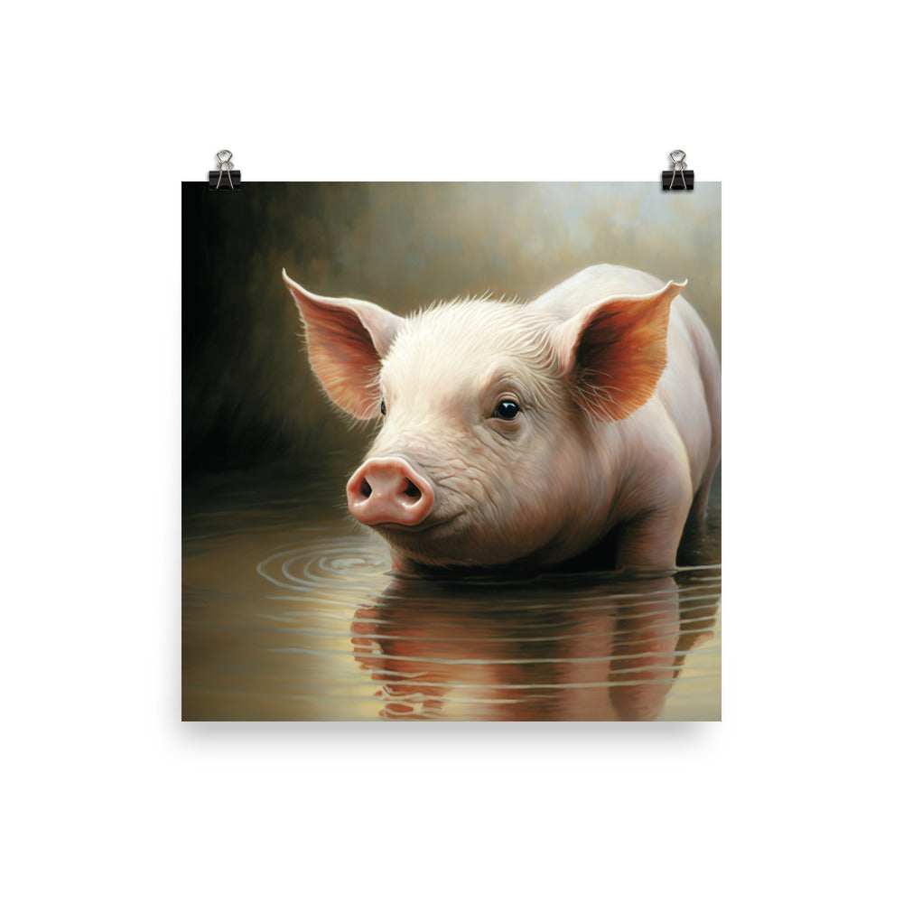 Pig oil painting photo paper poster - Posterfy.AI