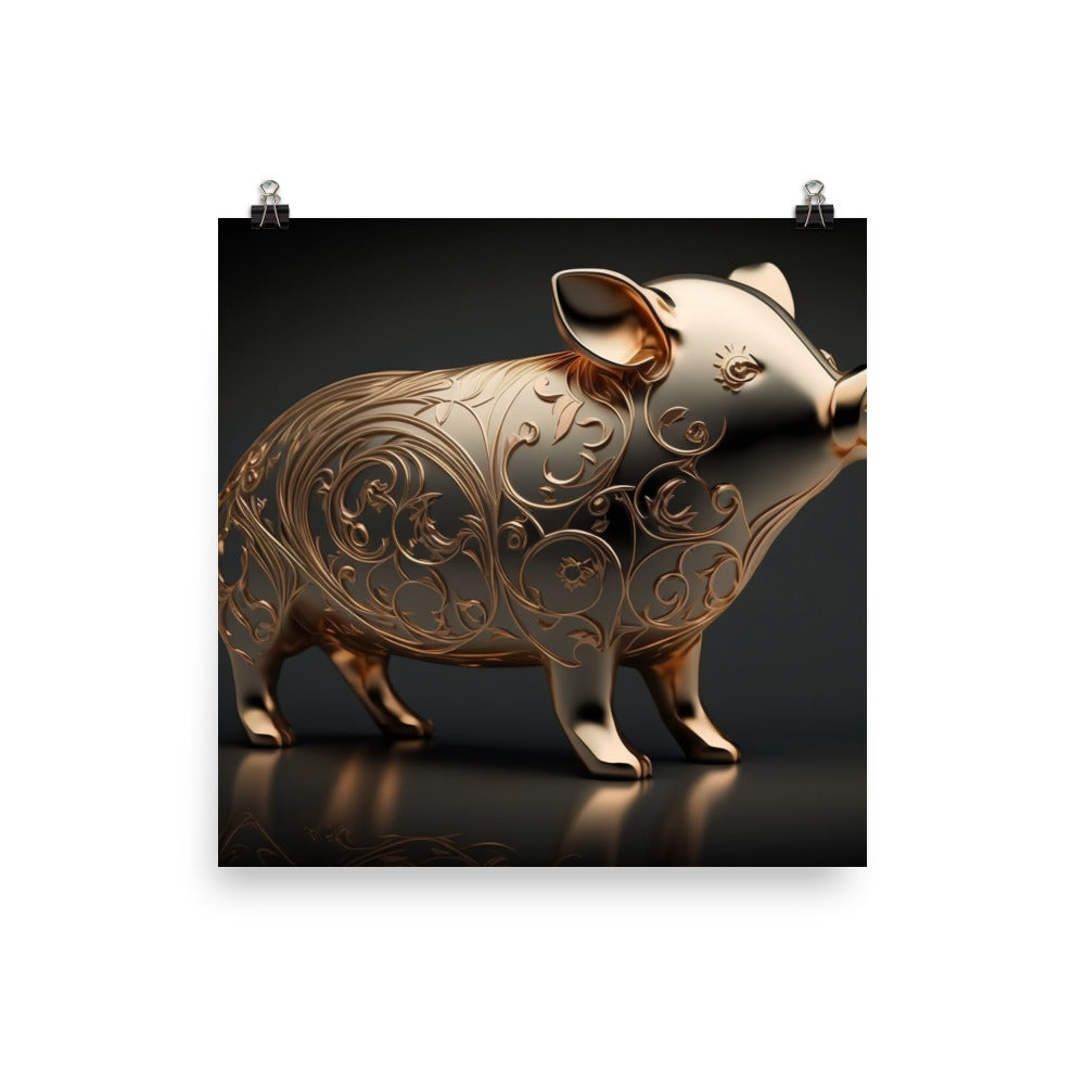 Pig in art deco photo paper poster - Posterfy.AI