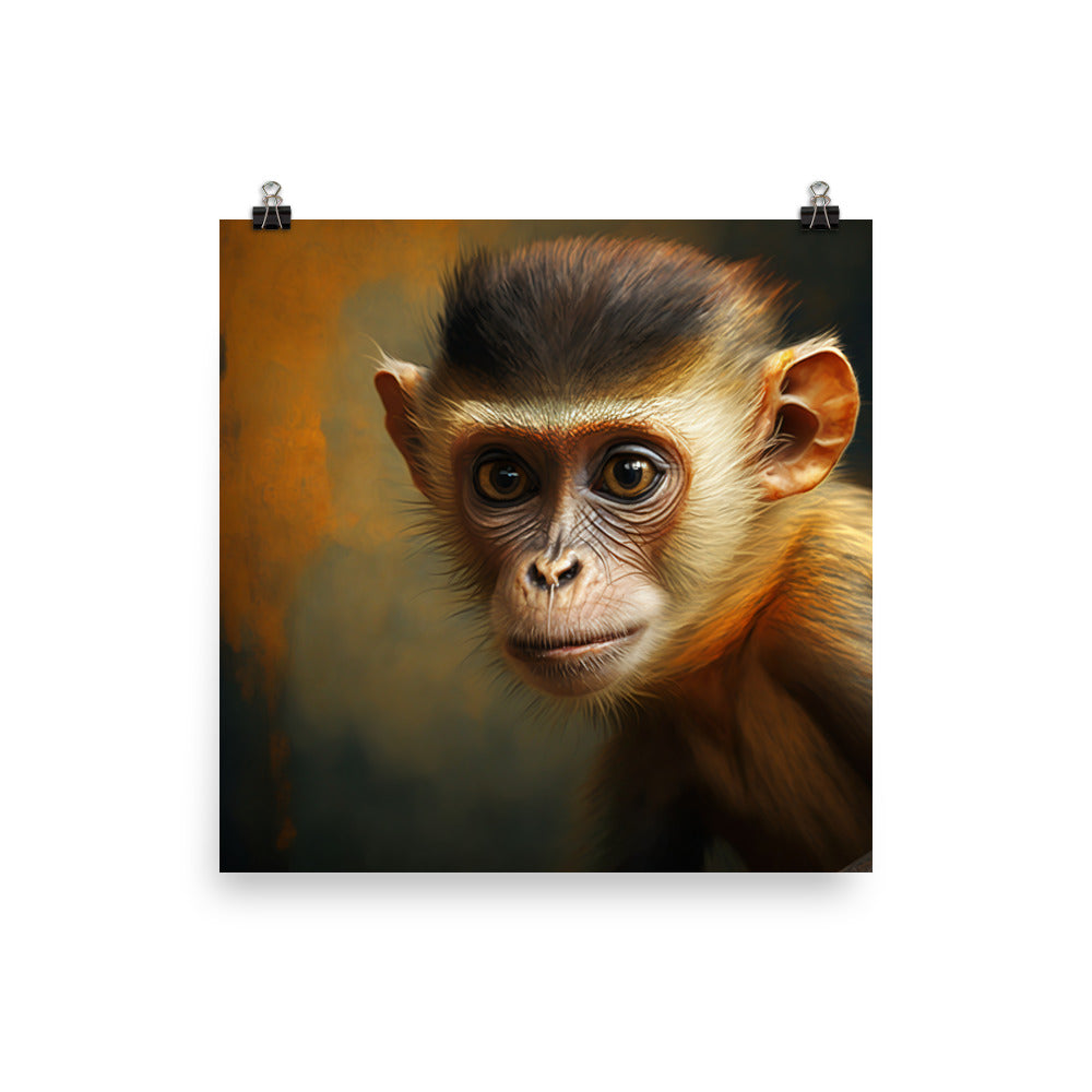 Monkey oil painting photo paper poster - Posterfy.AI
