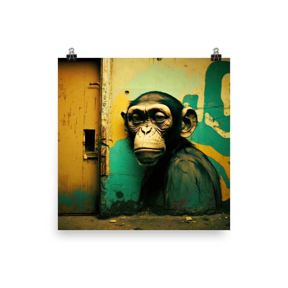 Monkey in graffiti art photo paper poster - Posterfy.AI