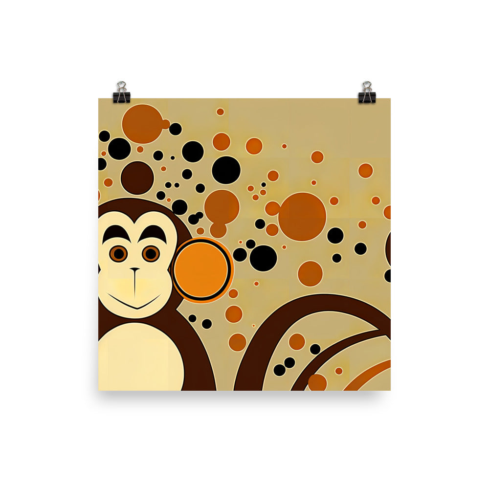 Monkey in abstract simple style photo paper poster - Posterfy.AI