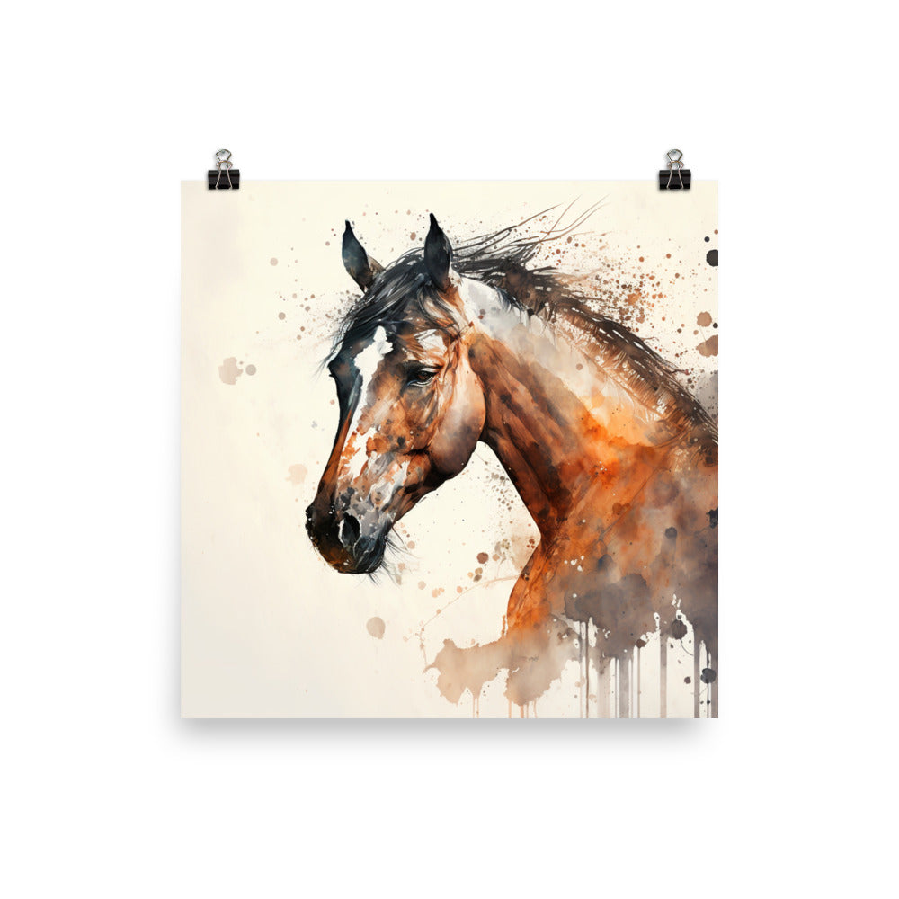 Horse in watercolour photo paper poster - Posterfy.AI