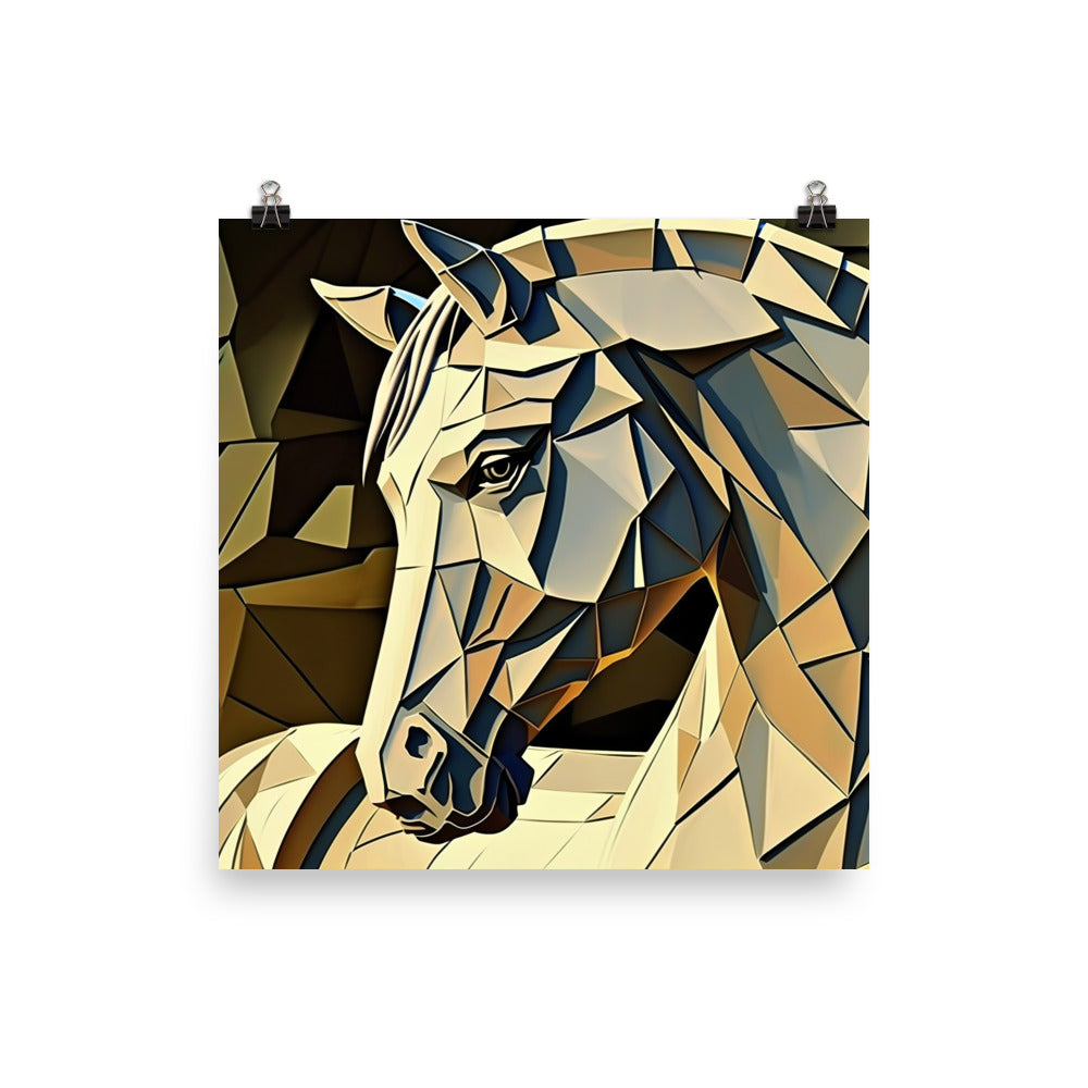 Horse in Picasso style photo paper poster - Posterfy.AI