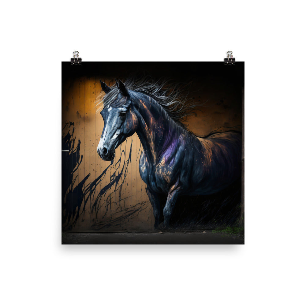 Horse in graffiti art photo paper poster - Posterfy.AI