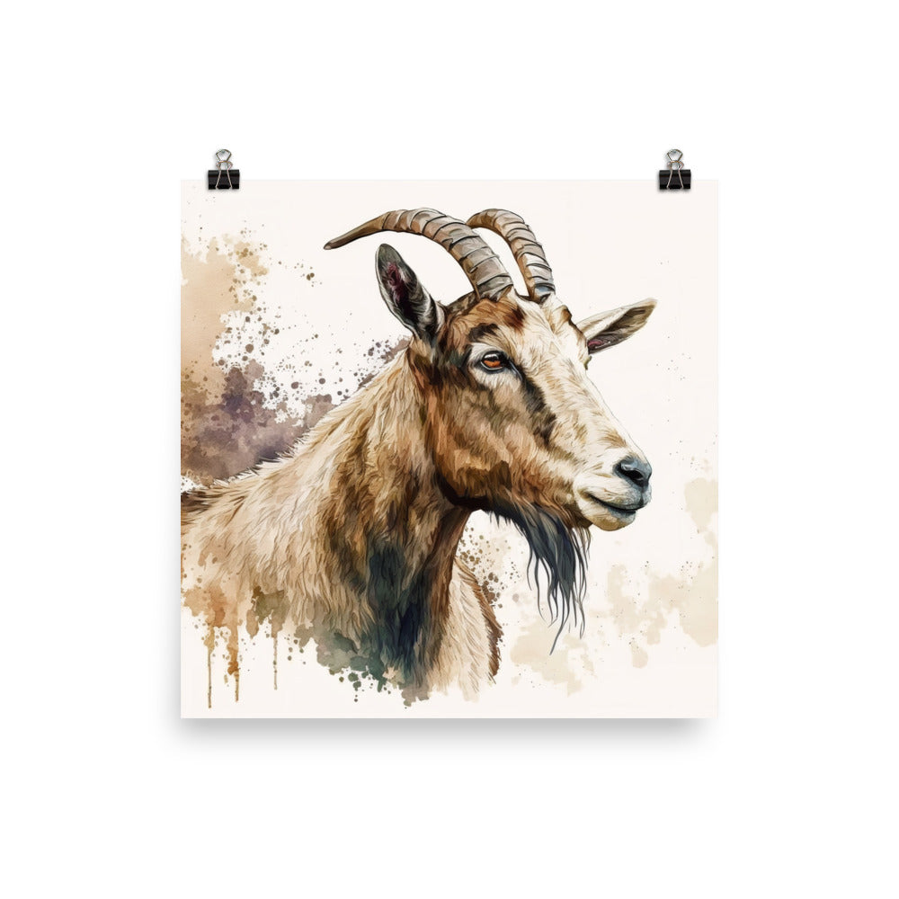 Goat in watercolour photo paper poster - Posterfy.AI