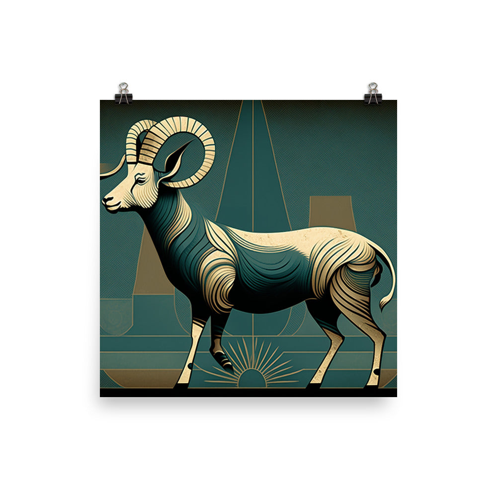 Goat in art deco photo paper poster - Posterfy.AI