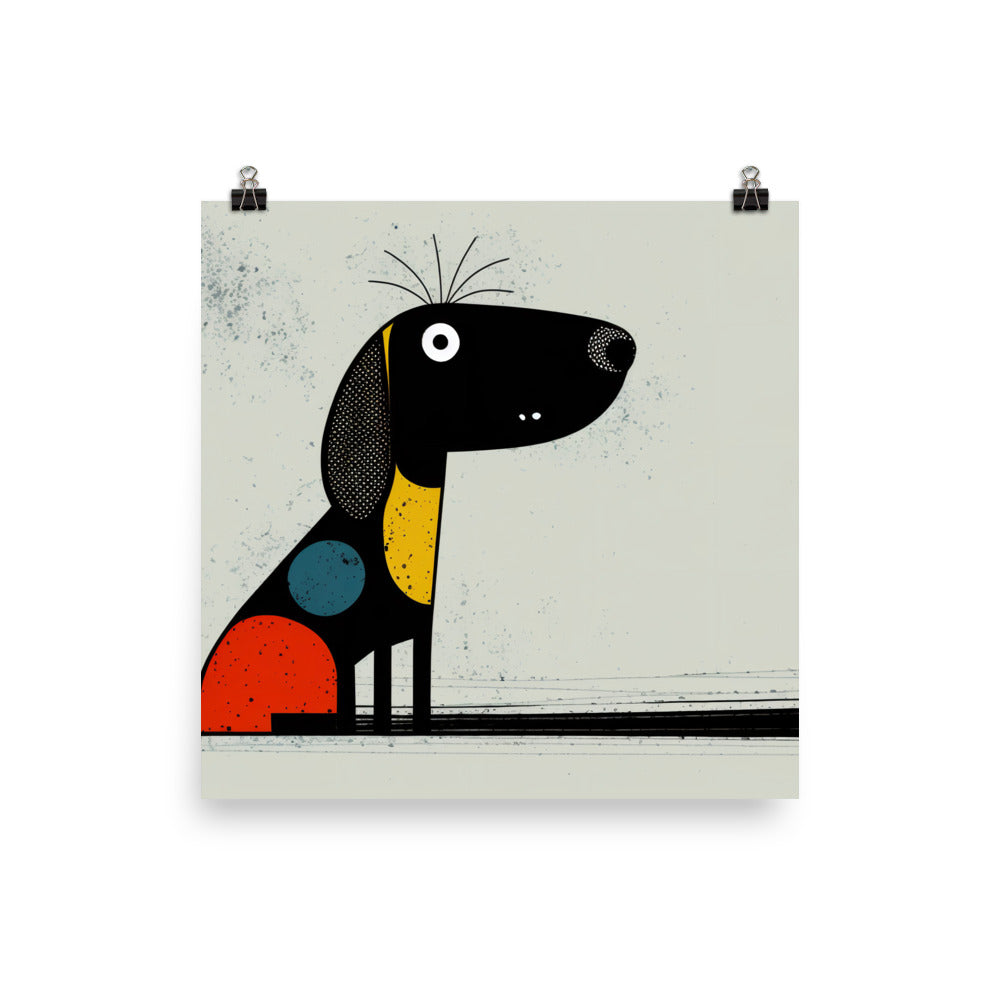 Dog in abstract simple style photo paper poster - Posterfy.AI