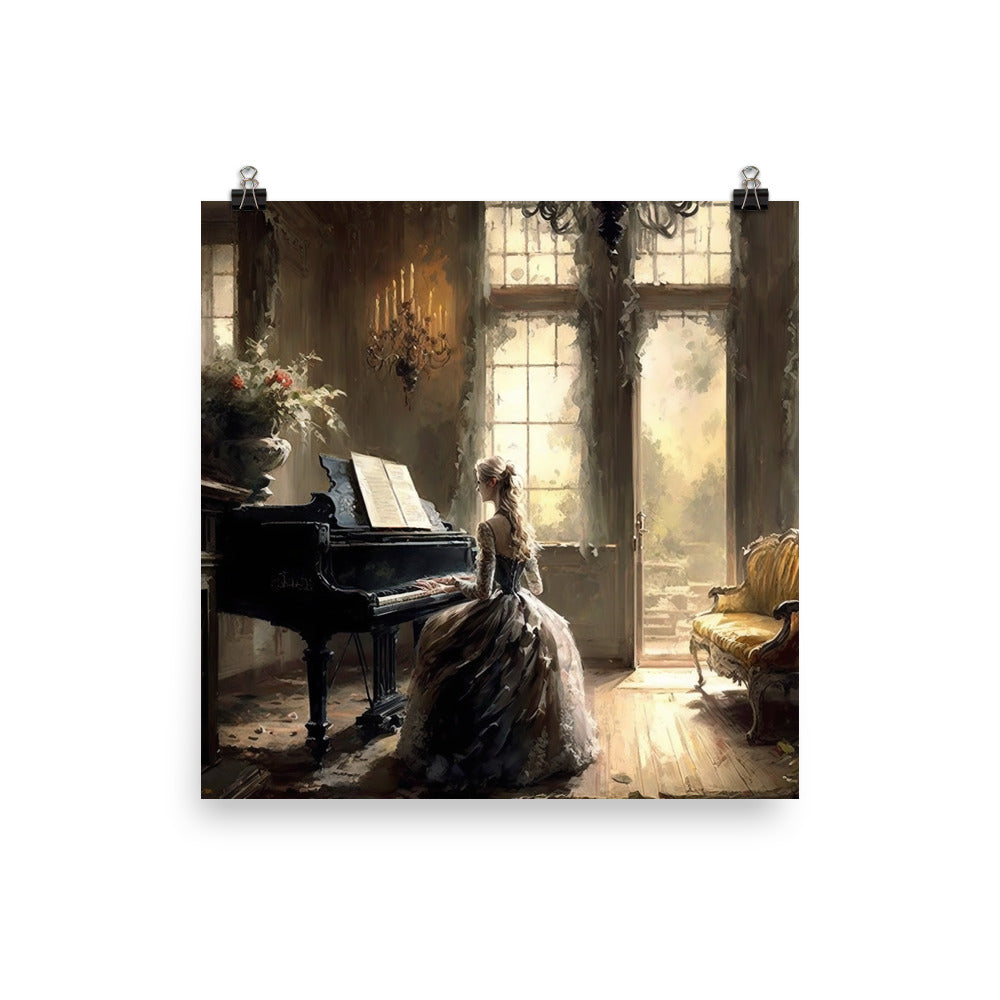 Lady playing piano photo paper poster - Posterfy.AI