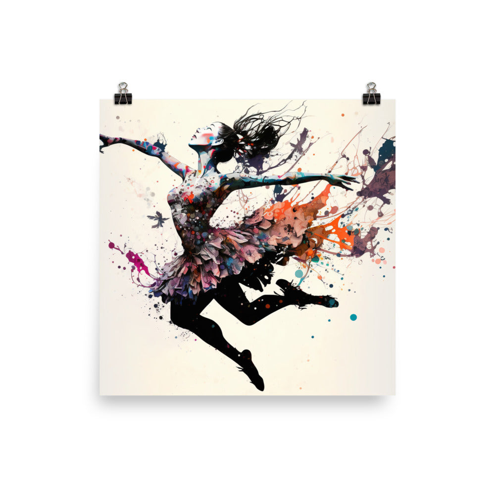 Jumping Ballerina in contemporary ornamental style photo paper poster - Posterfy.AI