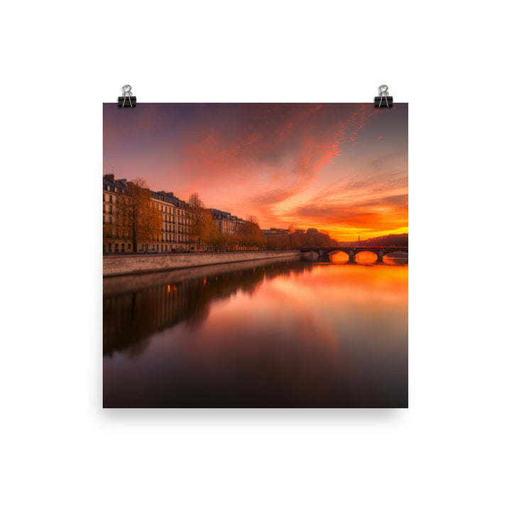 Seine River Sunset photo paper poster - Posterfy.AI