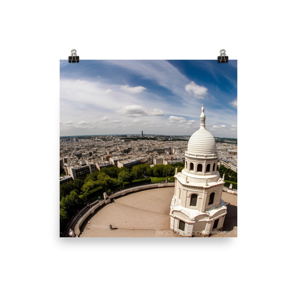 Sacr Cur Basilica - A Stunning View of Paris photo paper poster - Posterfy.AI