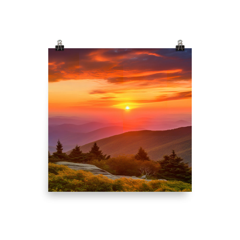 Sunset Over the Mountains photo paper poster - Posterfy.AI