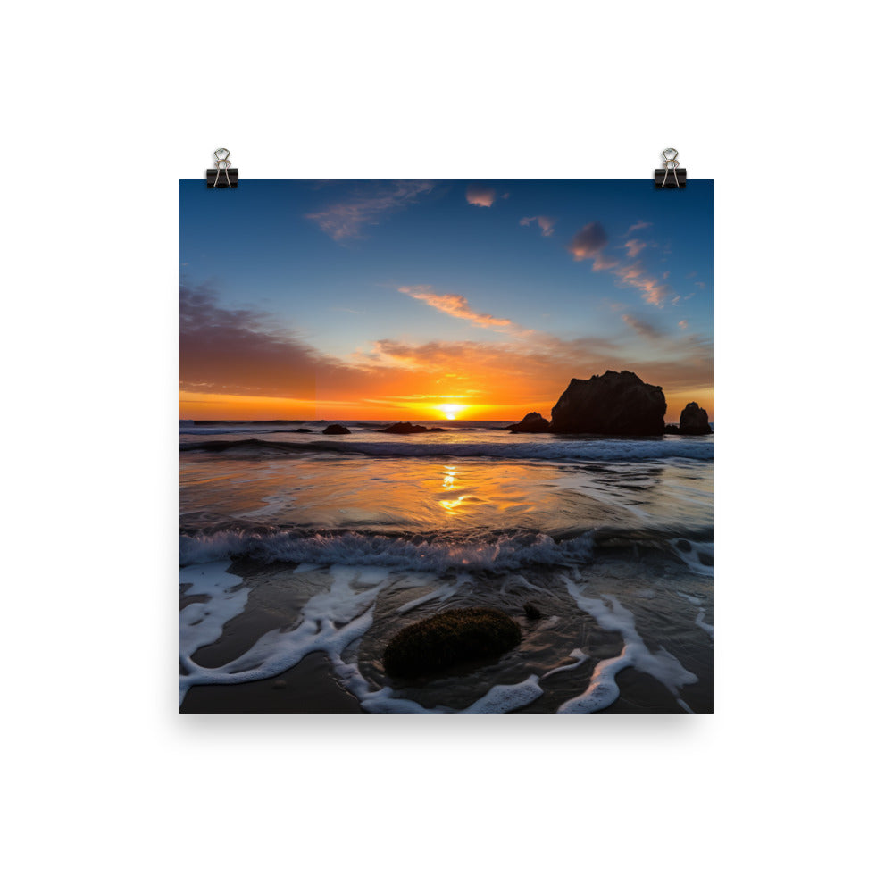 Stunning Pacific Ocean Sunset photo paper poster - Posterfy.AI