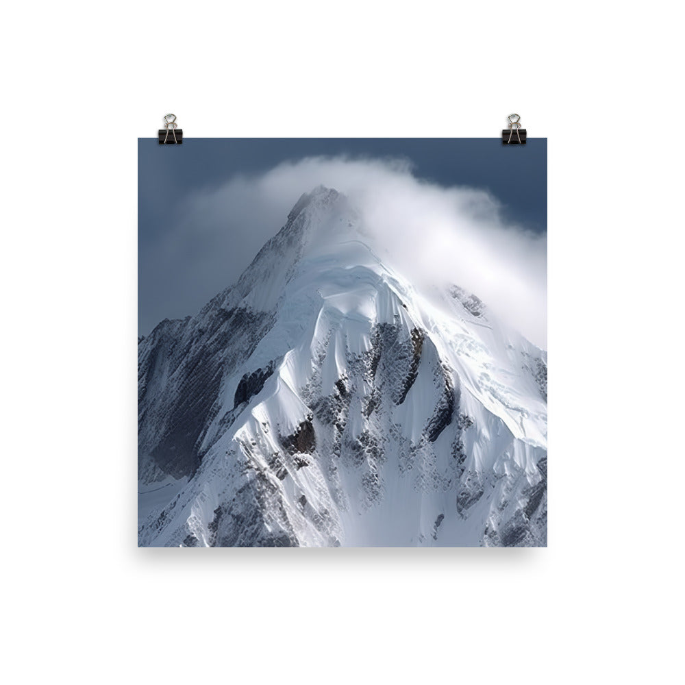 Snowy Mountain Peak photo paper poster - Posterfy.AI