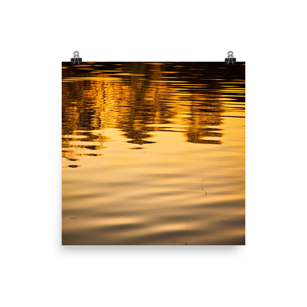 Golden Hour Reflections at the Lake photo paper poster - Posterfy.AI