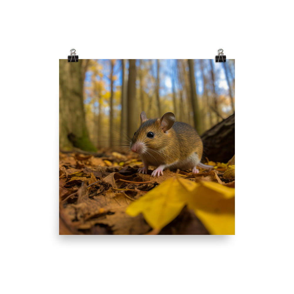 Yellow necked Mouse gathering food photo paper poster - Posterfy.AI