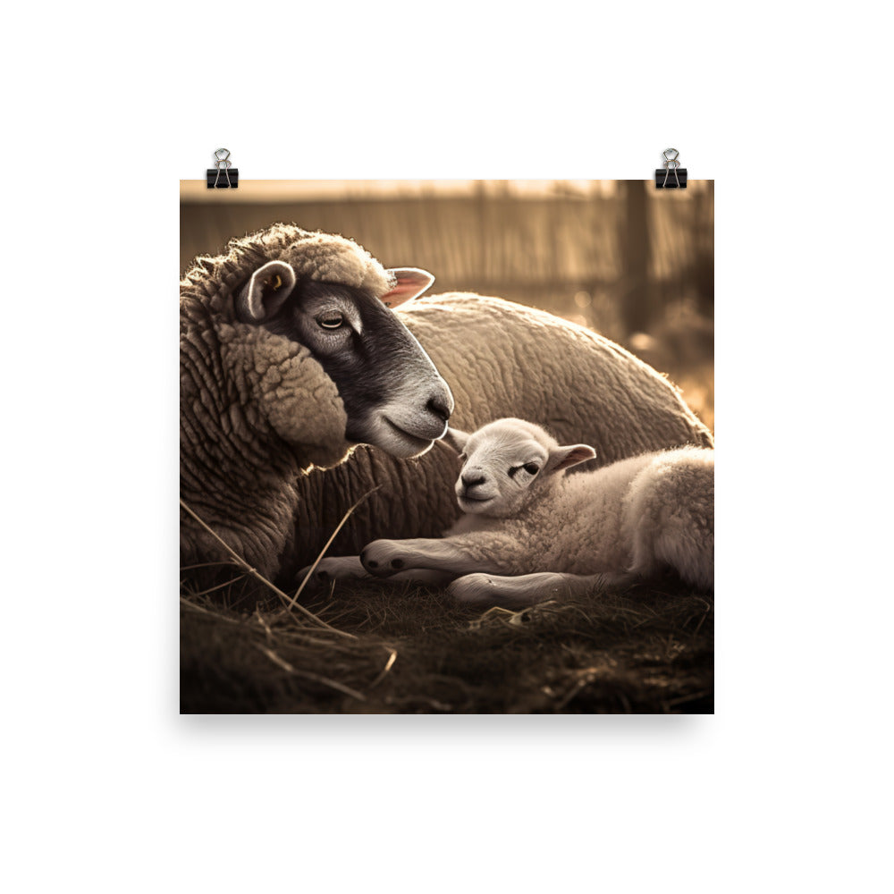 Lincoln Sheep Family Bonding Time photo paper poster - Posterfy.AI