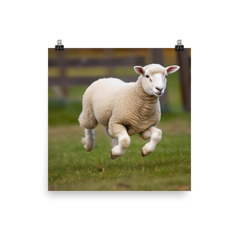 A Playful Lincoln Sheep photo paper poster - Posterfy.AI