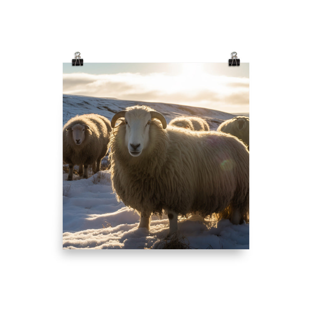 Icelandic Sheep enjoying the warm sun photo paper poster - Posterfy.AI