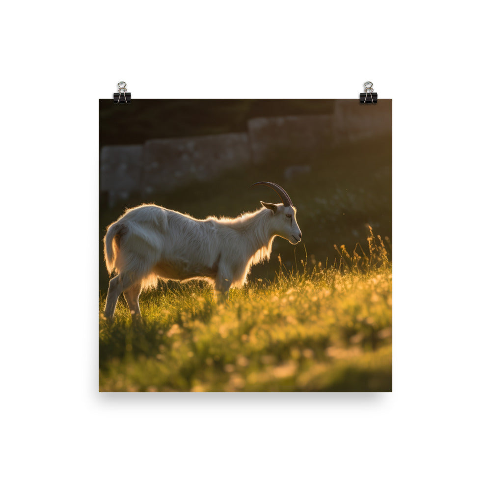 Saanen goat basking photo paper poster - Posterfy.AI
