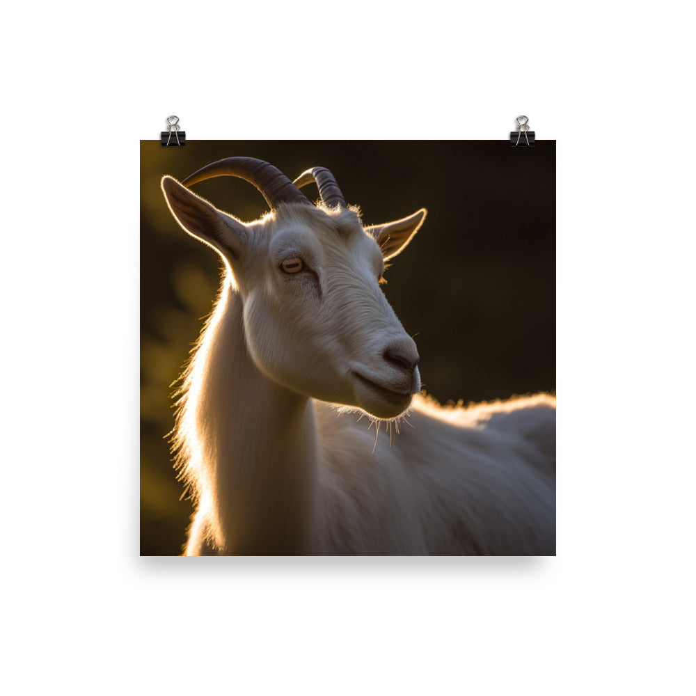 Saanen Goat Gazing in Golden Hour photo paper poster - Posterfy.AI