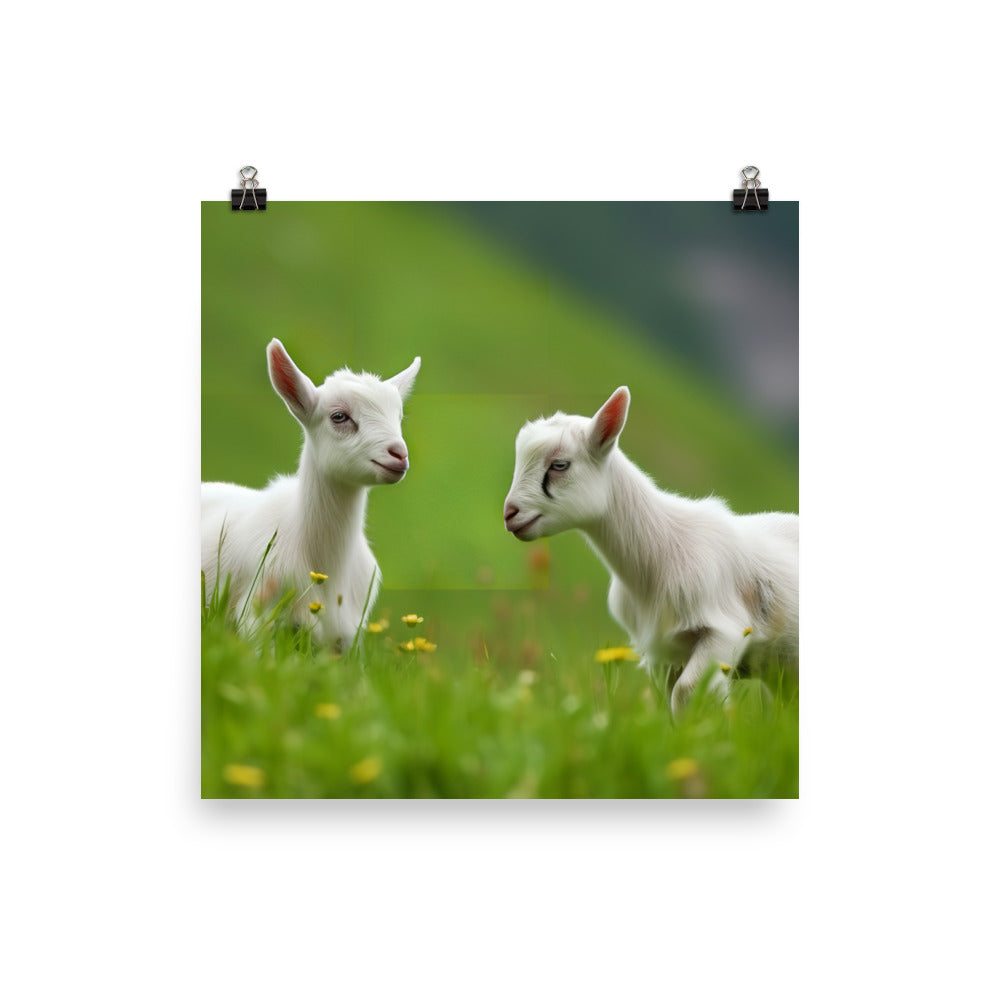 Adorable Saanen Goat Kids photo paper poster - Posterfy.AI