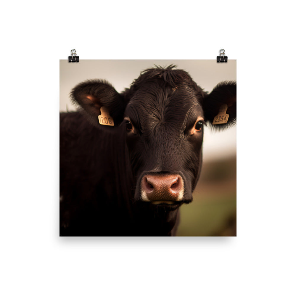 Angus cow portrait photo paper poster - Posterfy.AI