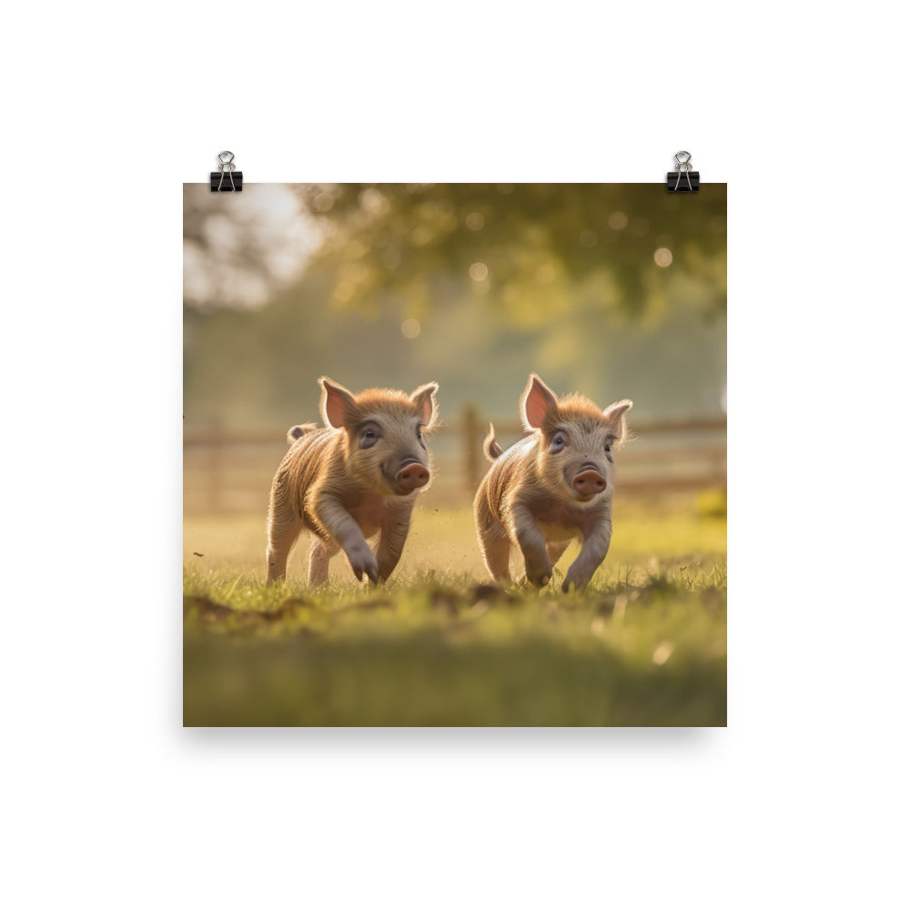 The Playful Spirit of Hampshire Pigs photo paper poster - Posterfy.AI