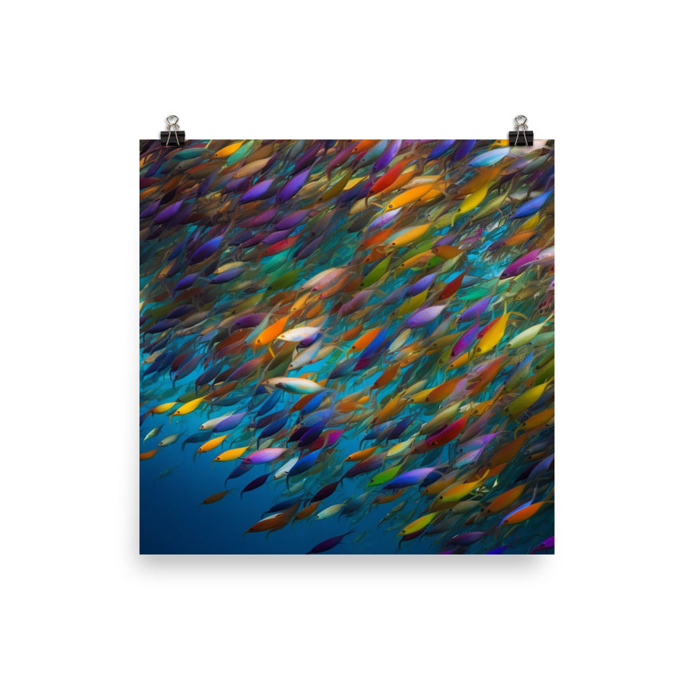 Rainbow Fish Schooling photo paper poster - Posterfy.AI