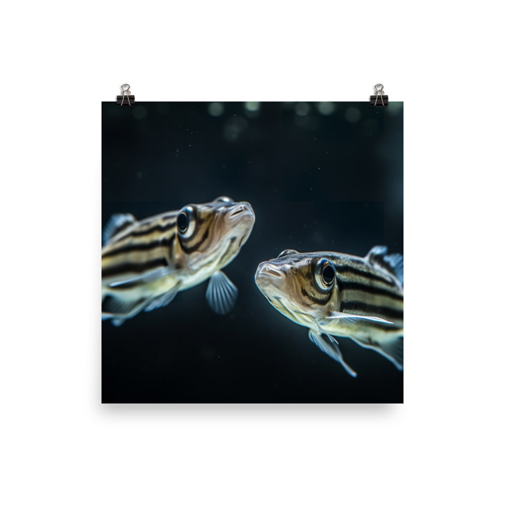 Zebrafish Pair Dancing in Aquarium photo paper poster - Posterfy.AI