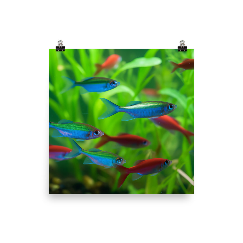 Neon Tetras in Their Natural Habitat Photo paper poster - Posterfy.AI
