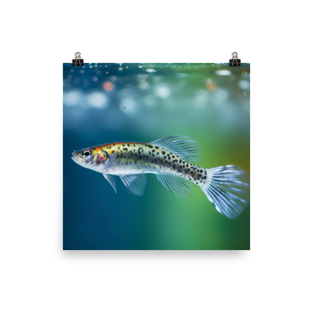 Graceful Female Guppy Gliding in Water Photo paper poster - Posterfy.AI