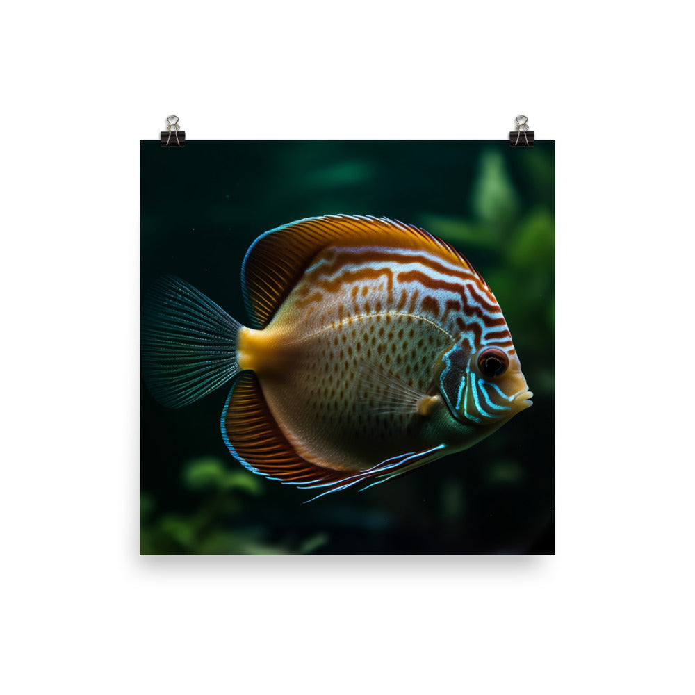 Ethereal Discus Fish in a Dreamy Aquascape Photo paper poster - Posterfy.AI