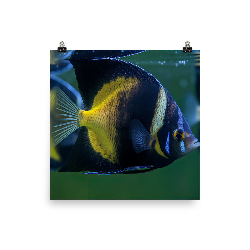 Graceful Angelfish with its Reflection Photo paper poster - Posterfy.AI