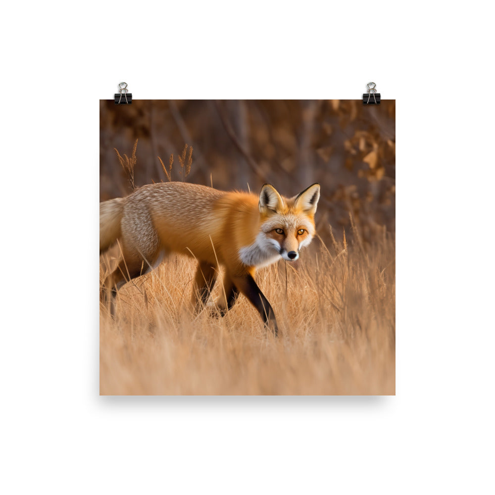 Graceful Red Fox in the Wild Photo paper poster - Posterfy.AI