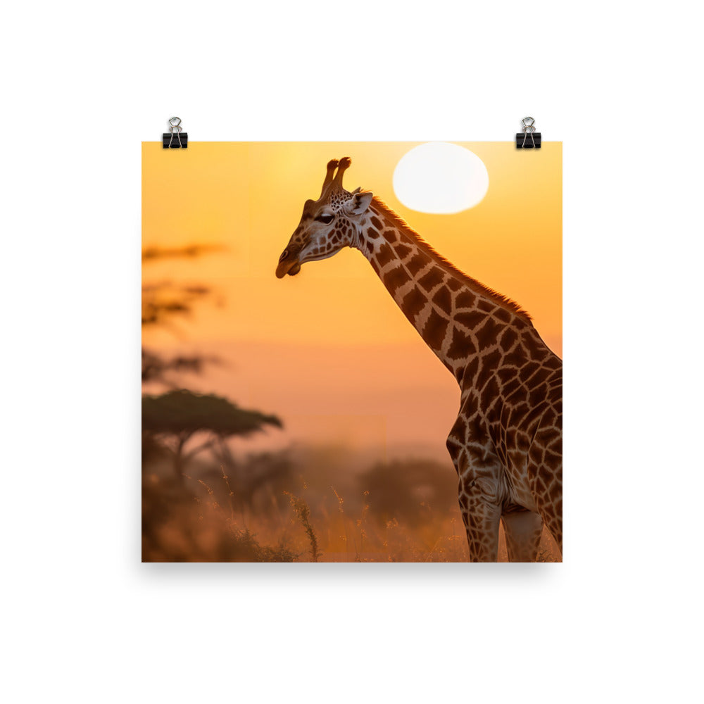 Graceful Giraffe at Sunset Photo paper poster - Posterfy.AI