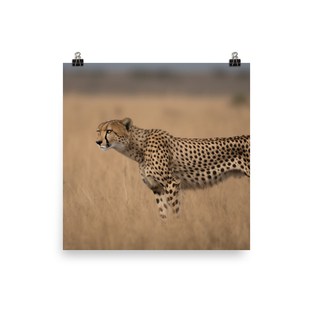Majestic Cheetah in the Grasslands Photo paper poster - Posterfy.AI