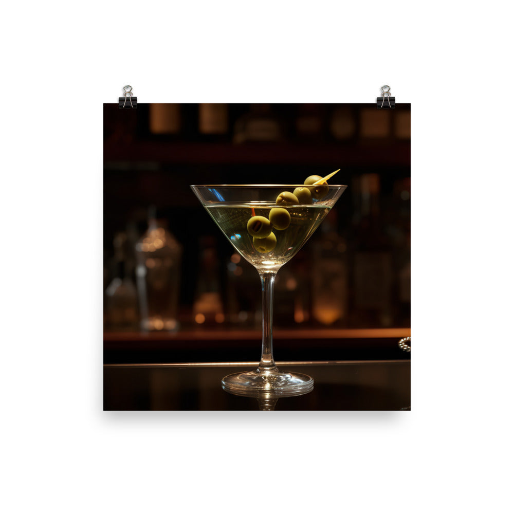 A Gin Martini with Olives photo paper poster - Posterfy.AI