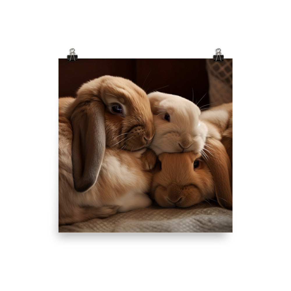 French Lop Family Time photo paper poster - Posterfy.AI